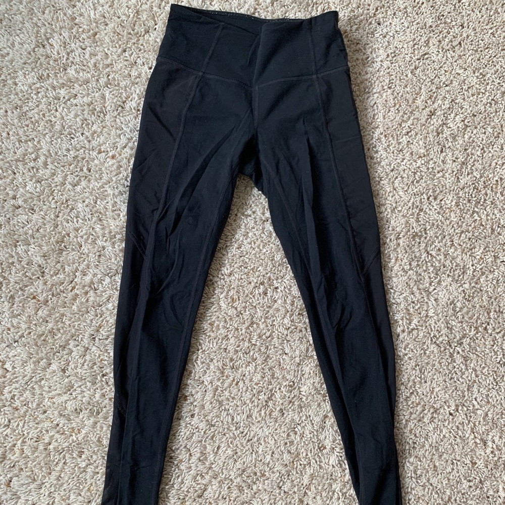 Athleta Black Mesh Panel Leggings